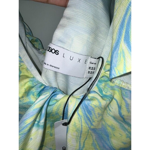 Women's ASOS LUXE Curve Marble V neck Belted Twill Smock Dress Size 22 - Picture 11 of 12